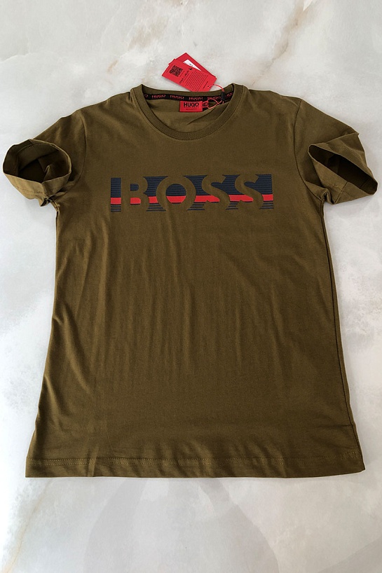 Мужская тёмно-зелёная футболка Hugo Boss