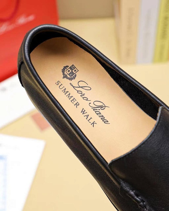 Мужские кожаные лоферы Loro Piana Summer Walk - Black