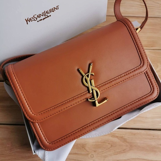 Кожаная сумка Yves Saint Laurent Solferino Lock 23x16 см - Brown   