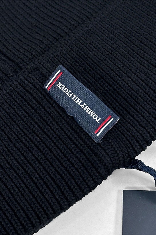 Мужская тёмно-синяя шапка Tommy Hilfiger logo-patch