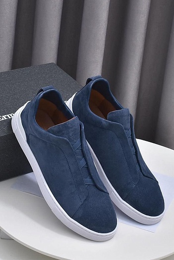 Замшевые кроссовки Ermenegildo Zegna Triple Stitch low-top - Blue   