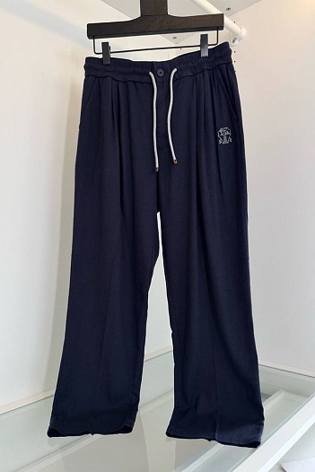 Льняные штаны Brunello Cucinelli Premium - Navy   
