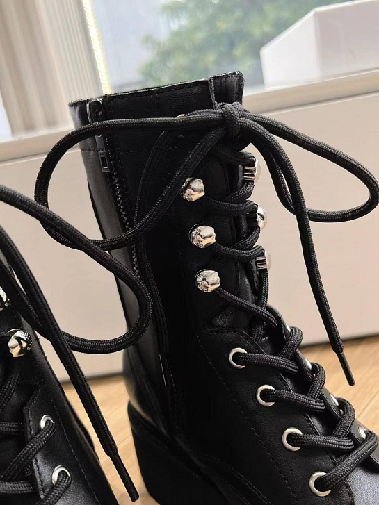 Женские кожаные ботинки Celine Premium - Black