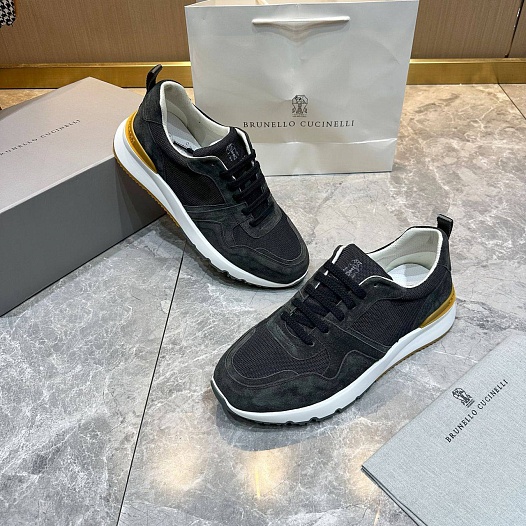 Мужские комбинированные кроссовки Brunello Cucinelli   