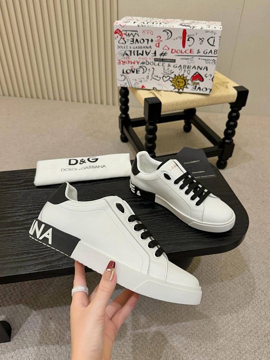 Кожаные кроссовки Dolce & Gabbana Portofino - White