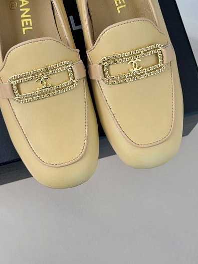 Женские кожаные лоферы Chanel premium   