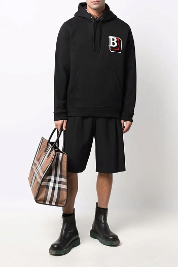 Мужское чёрное худи Burberry letter graphic   