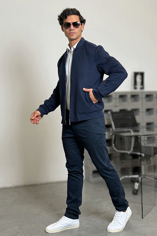 Мужской бомбер Loro Piana синего цвета