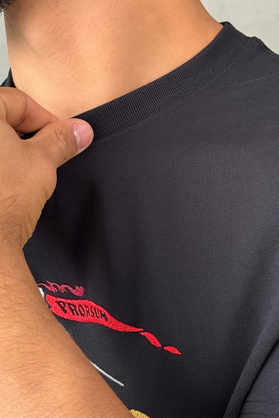 Мужская чёрная футболка Burberry Equestrian Knight