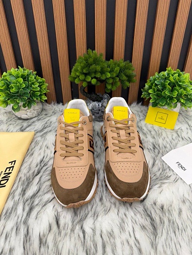 Мужские кроссовки Fendi FF logo - Brown   