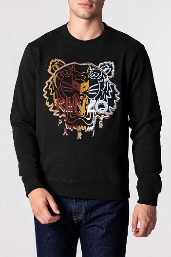 Мужской чёрный свитшот Kenzo Tiger Head embroidered   