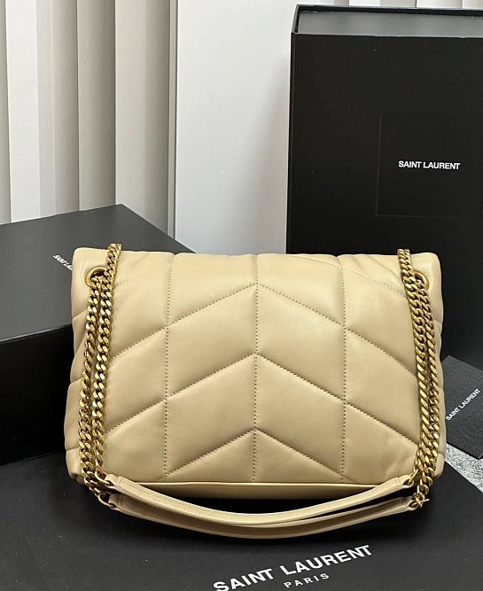 Женская кожаная сумка Yves Saint Laurent Loulou Premium 28x17x9 см - Beige