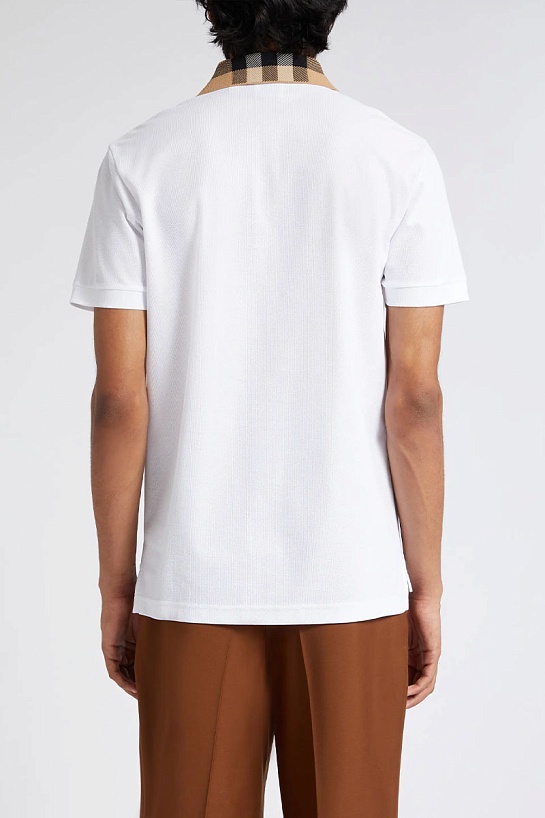 Мужское белое поло Burberry check collar