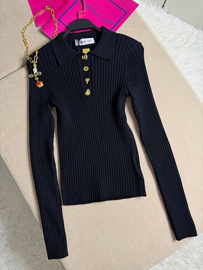 Женское поло с длинным рукавом Schiaparelli premium - Black   