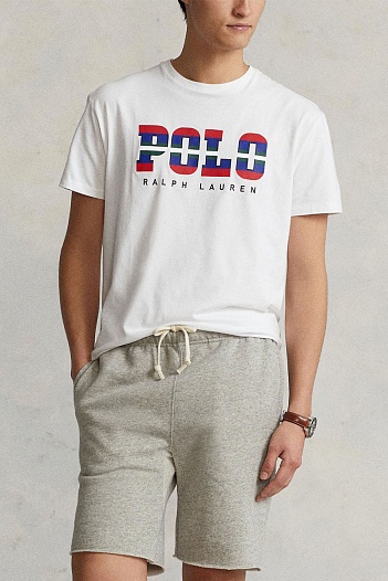 Мужская белая футболка Polo Ralph Lauren logo-print   