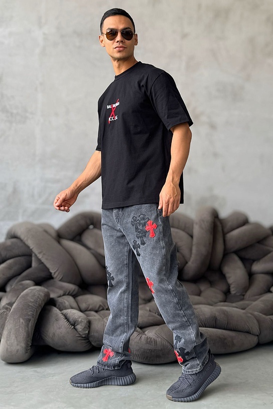 Чёрная оверсайз футболка Balenciaga Collaboration