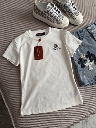 Женская белая футболка Loro Piana premium   