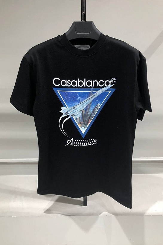 Чёрная футболка Casablanca Aiiiiiir logo-print