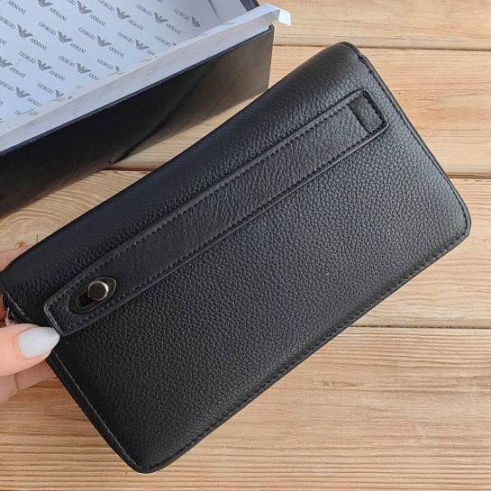 Мужская кожаная барсетка Emporio Armani 21x12 см