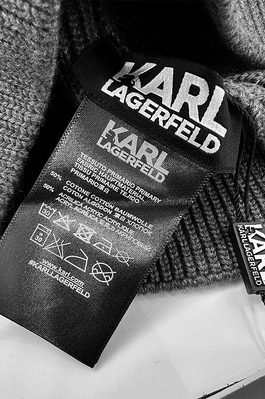 Мужская шапка серого цвета Karl Lagerfeld logo-patch