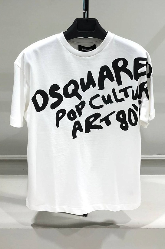Мужская белая футболка Dsquared2 Pop '80s