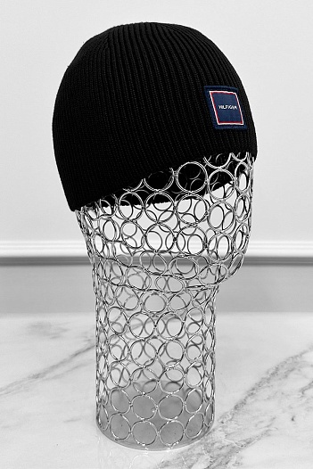 Мужская чёрная шапка Tommy Hilfiger logo-patch   