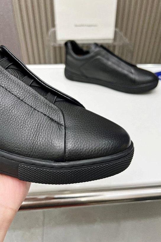 Чёрные кожаные кроссовки Ermenegildo Zegna