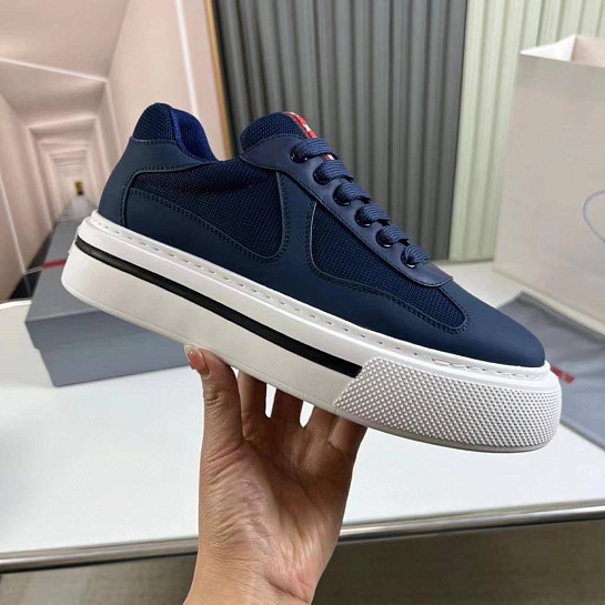 Комбинированные кроссовки Prada logo-stripe - Navy