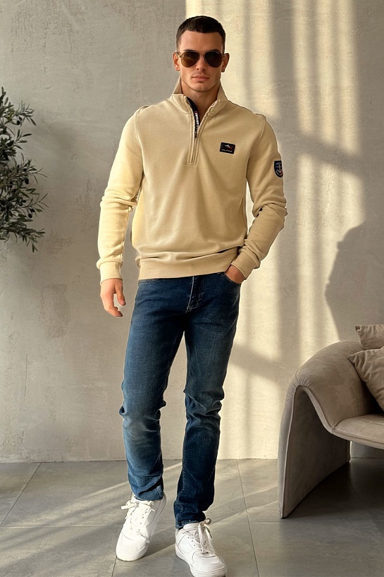 Кофта с высоким горлом Paul & Shark logo-patch - Beige