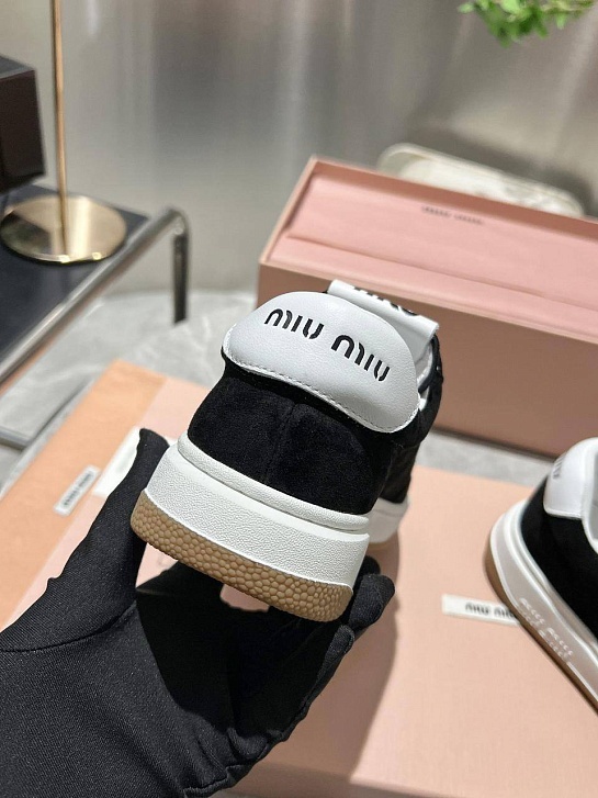 Женские замшевые кроссовки MIU MIU Premium - Black