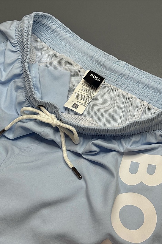 Мужские голубые шорты Hugo Boss logo-print