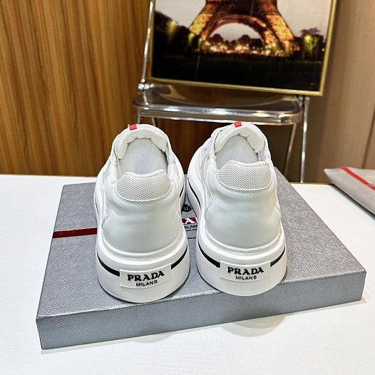 Комбинированные кроссовки Prada logo-stripe - White   