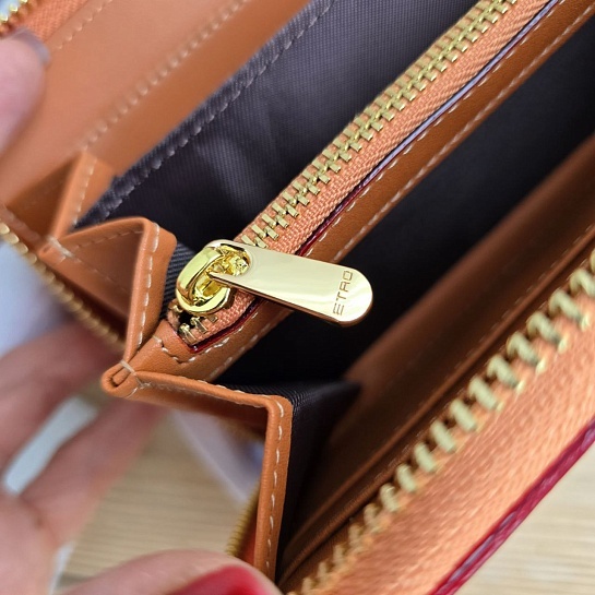 Кожаное портмоне Etro с узором пейсли 19x10 см