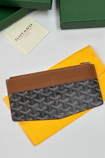 Кожаный кошелек Goyard Insert Louise Premium 21x11см - Brown   