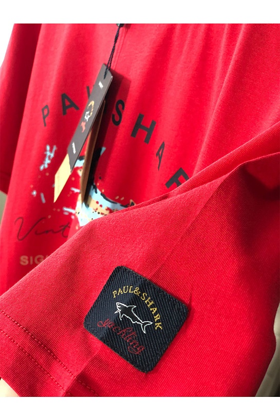 Красная мужская футболка Paul&Shark logo-print