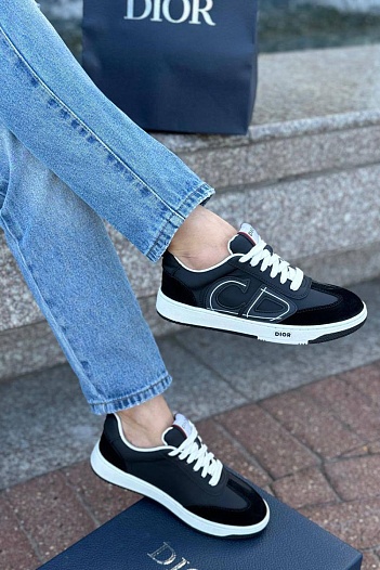 Женские комбинированные кроссовки Dior - Black   