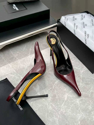 Женские кожаные туфли на каблуке Yves Saint Laurent premium   