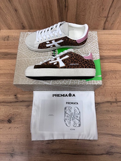 Женские кожаные кроссовки Premiata Stevend Leopard   