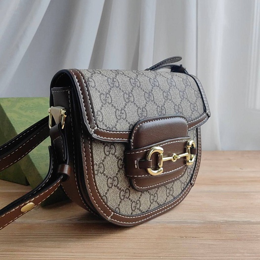 Женская сумка Gucci Horsebit 1955 mini 19x18 см - Brown   