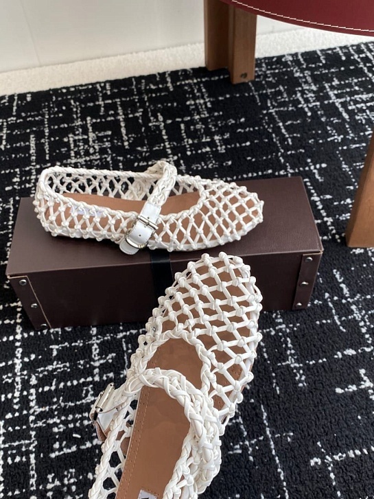 Женские плетёные балетки ALaia Premium - White
