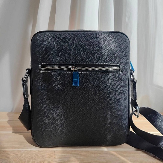 Кожаная чёрная сумка-планшет Hermes 22x25 см