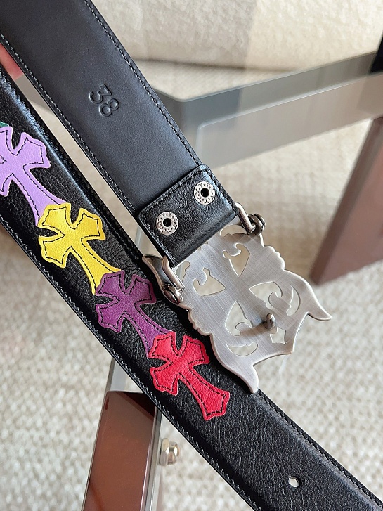 Кожаный ремень Chrome Hearts Cross Patch Cemetery premium