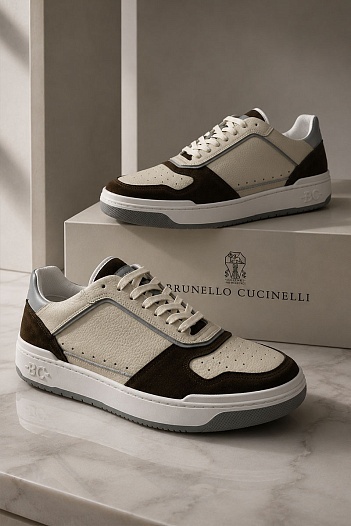 Мужские комбинированные кроссовки Brunello Cucinelli   
