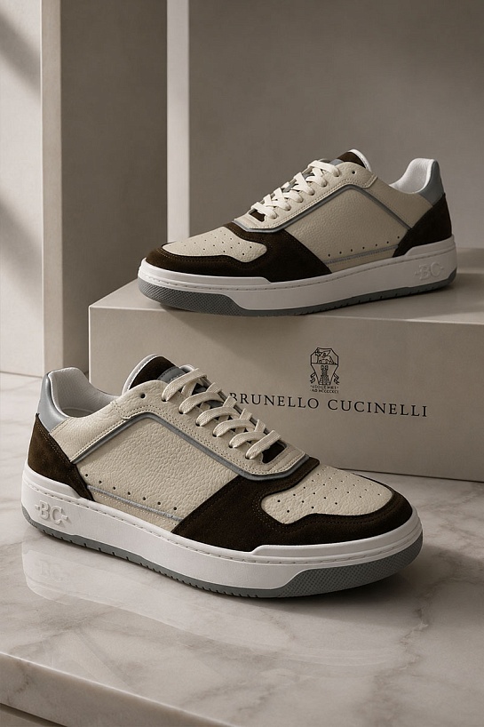 Мужские комбинированные кроссовки Brunello Cucinelli