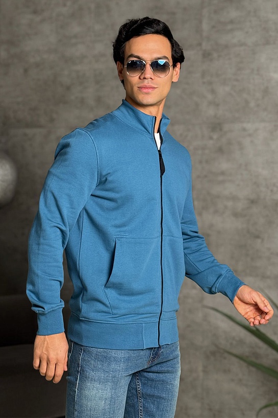 Кофта синего цвета Stone Island Zip-Up Compass-patch