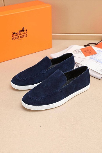 Мужские замшевые лоферы Hermes Julian - Navy   