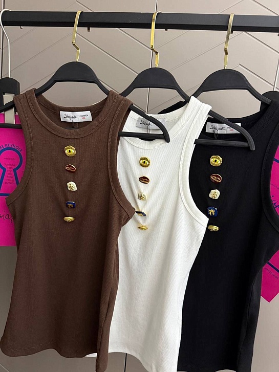 Женская хлопковая майка Schiaparelli premium - Brown