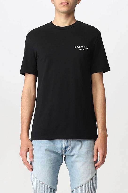 Чёрная футболка Balmain logo-print