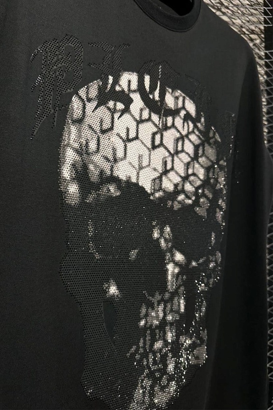 Чёрная футболка со стразами Philipp Plein "Skull"