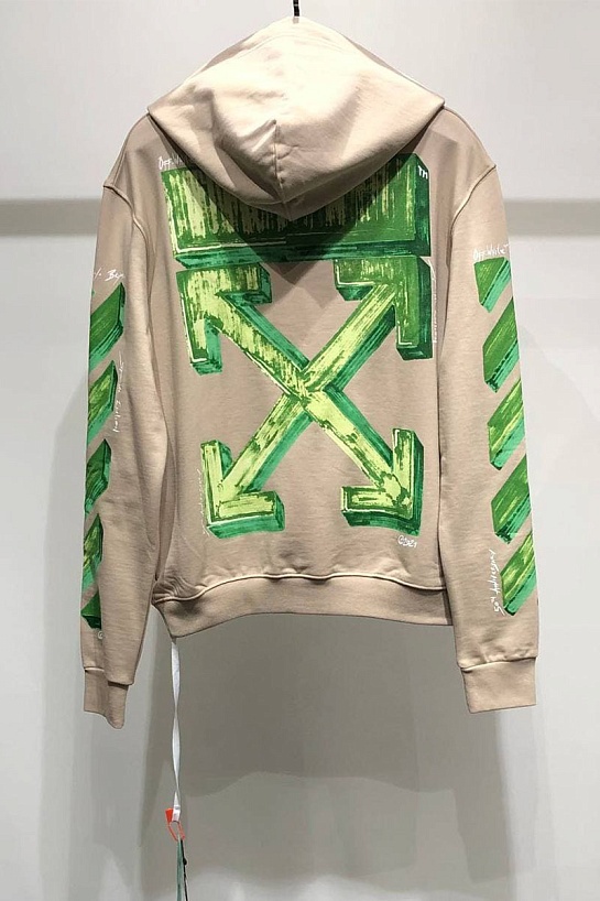 Мужское бежевое худи Off-White Marker Arrow